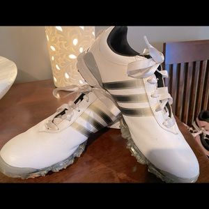 Adidas golf shoes. Adorable satin bows/heels. Satin laces.Very comfortable. 7.5